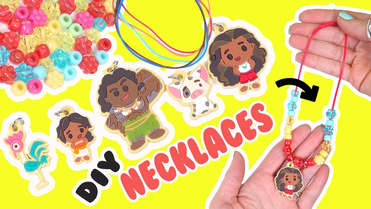 Moana 2 Movie DIY Necklaces with Maui, Simea, Pua Dolls! Crafts for Kids