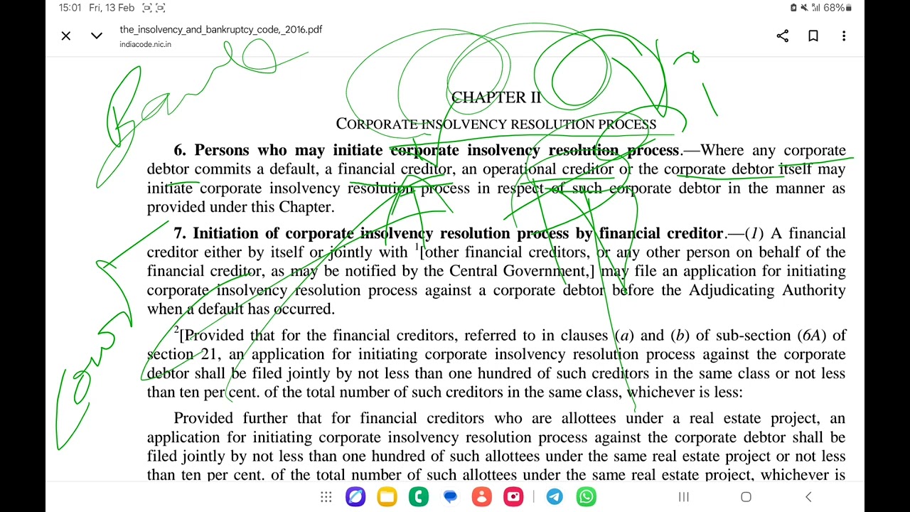 Insolvency and Bankruptcy code, 2016, Introduction, section 4-15