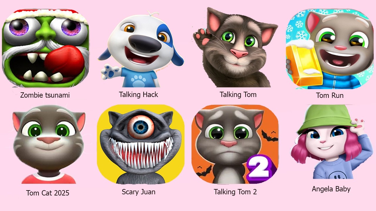 Talking Tom 1+2+3,Tom 2 life,Talking Panda,Tom Cat 2025,Talking Juan,My Talking Hack,Tom Run 😘😘