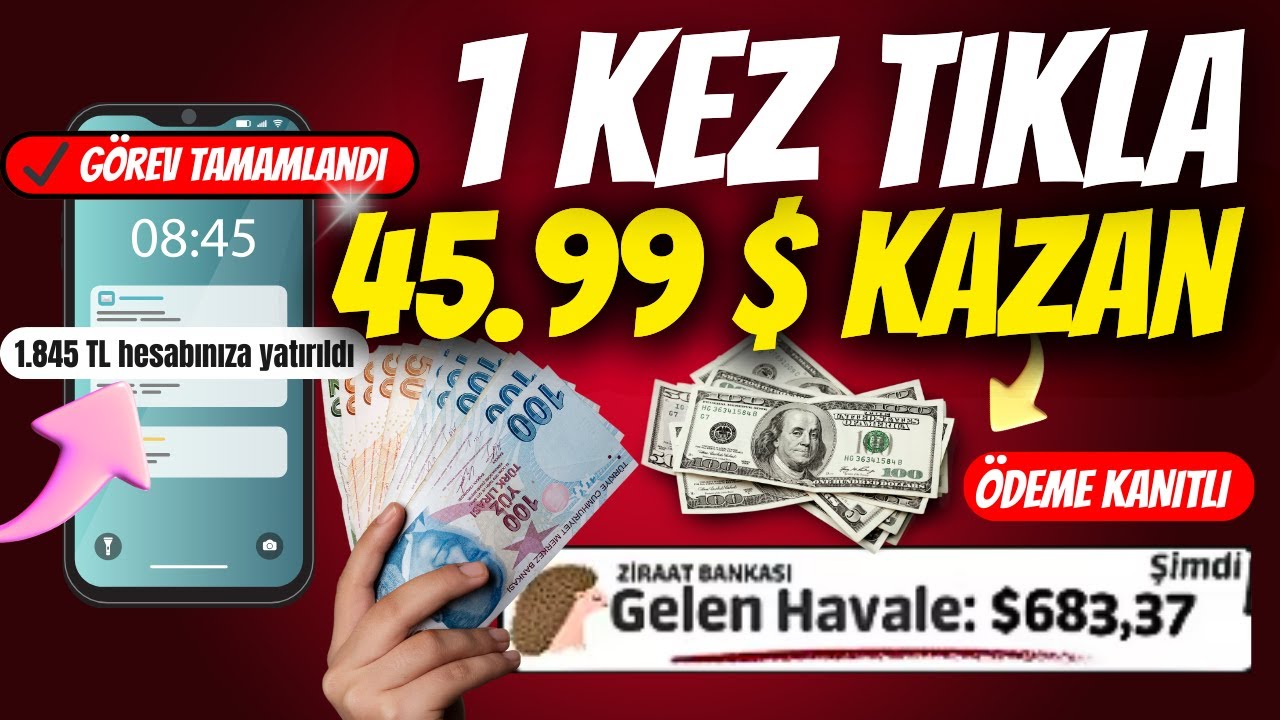 G&Uuml;NDE BİR KEZ UYGULAMA İNDİREREK 45$ / 1844 TL PARA KAZANMAK 💸İnternetten Para Kazanma #1