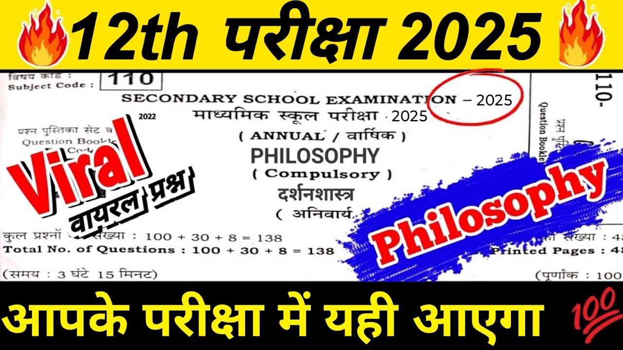 12th Philosophy Viral Question 2025 | Philosophy Objective Question 2025 | objective Class 12