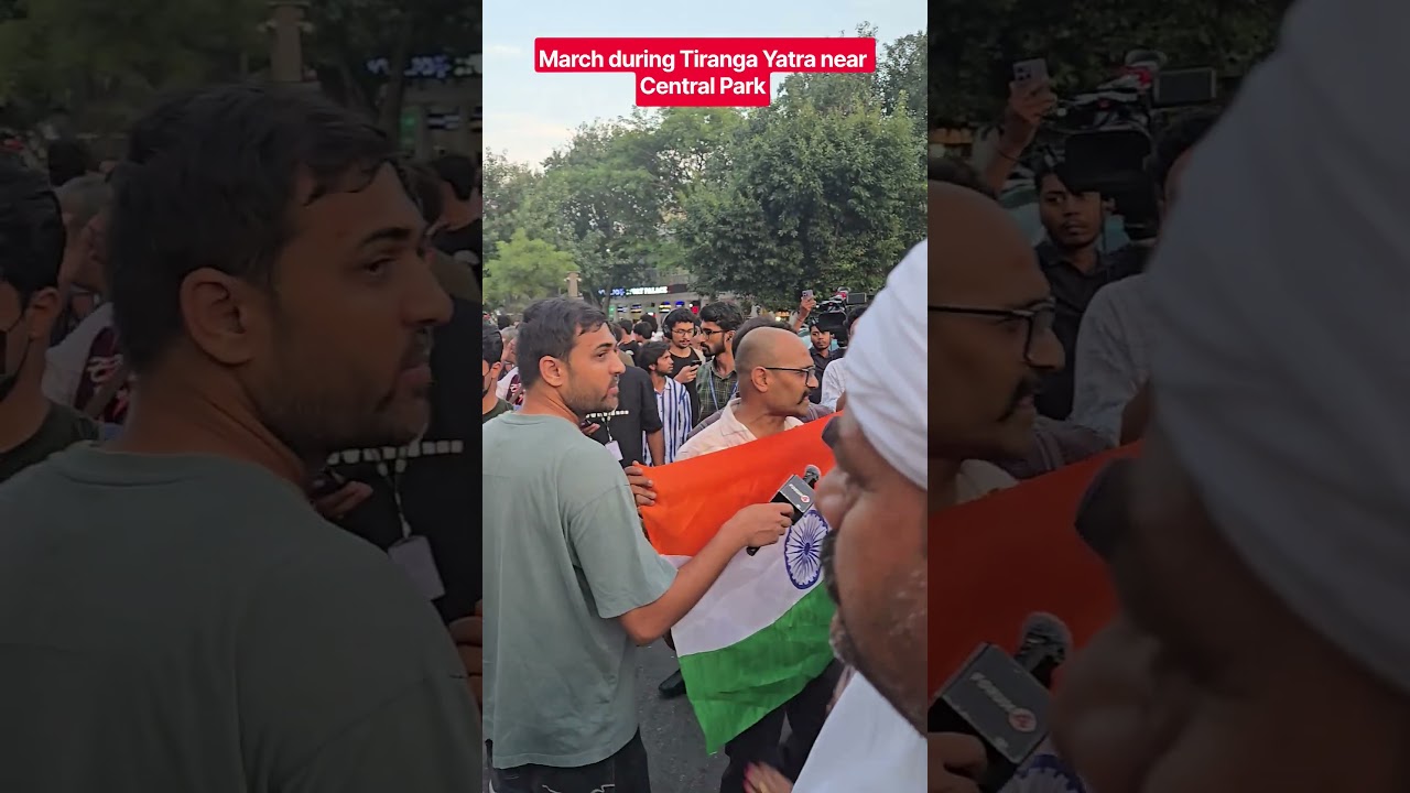 March during Tiranga Yatra near Central Park