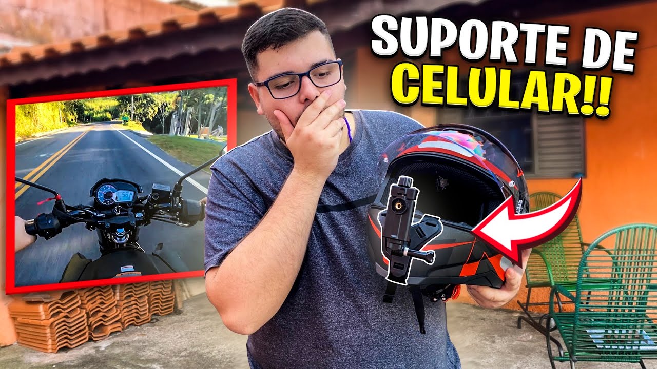 TESTEI O SUPORTE DE CELULAR E CÂMERA PARA CAPACETE !!!