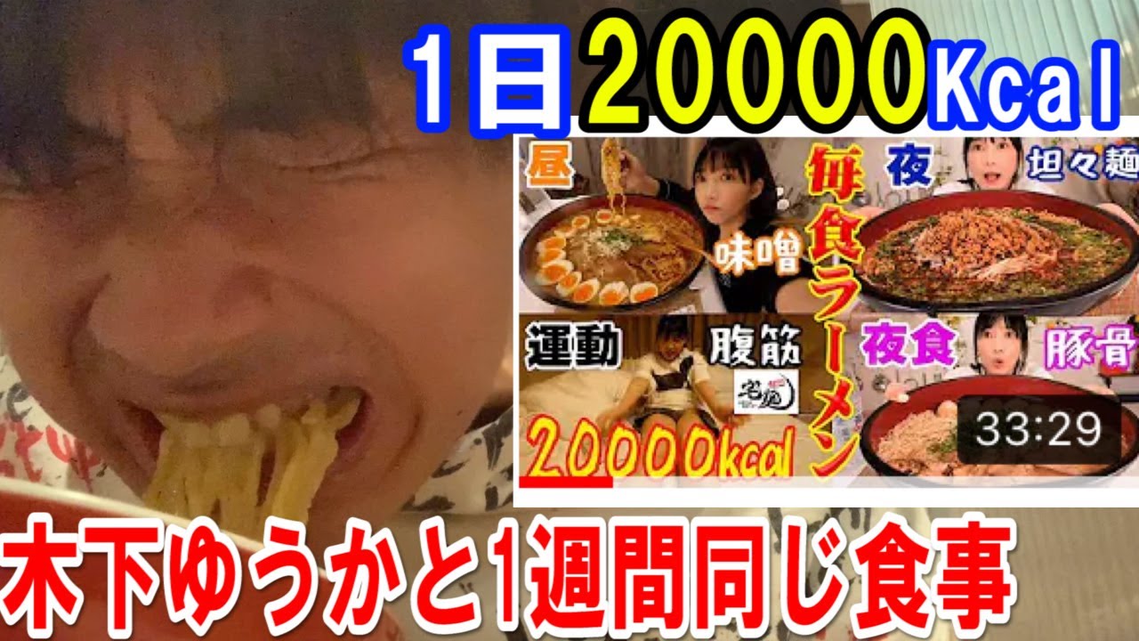 1週間木下ゆうかが食べた物と同じ物を同じ量食べないといけない生活Ⅱ