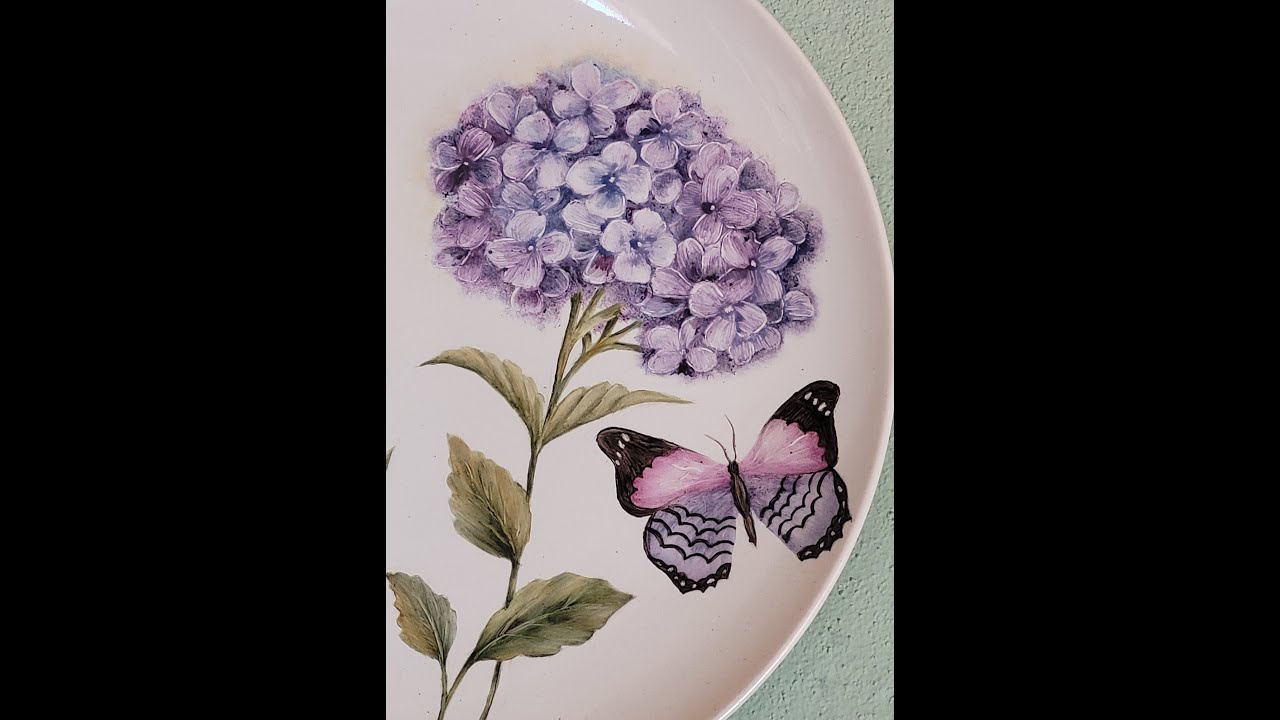 Aprende a pintar Hortencias sobre porcelana