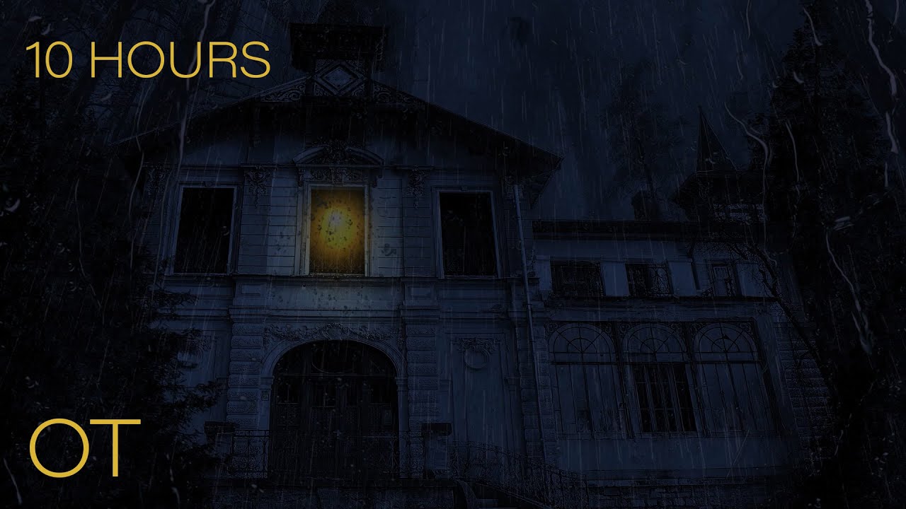 Spooky Stormy Night at a Haunted House | Thunder & Rain Sounds w/ Outdoor Ambience | 10 HOURS