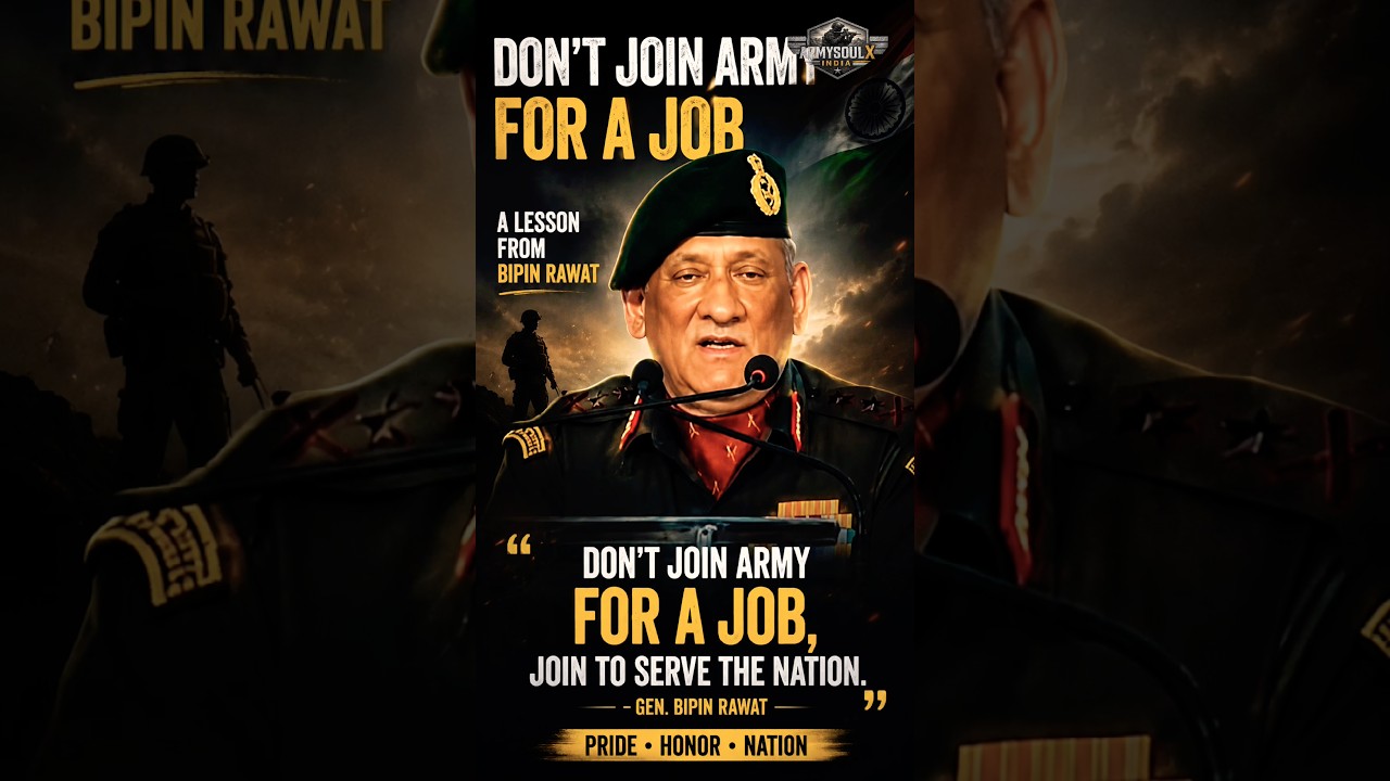 &ldquo;Don&rsquo;t Join Army For A Job 🇮🇳 Gen Bipin Rawat&rsquo;s Powerful Message | Indian Army Motivation #shorts