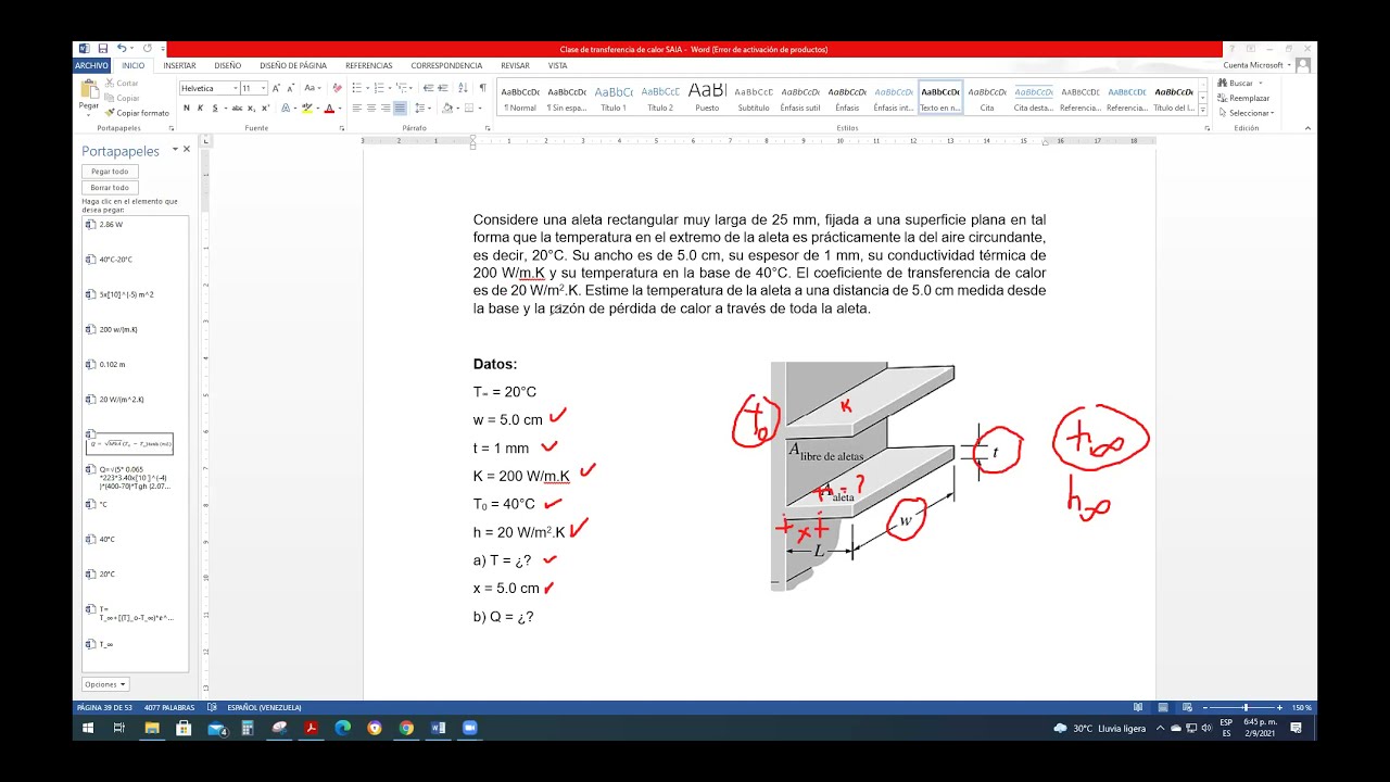 Clase 15 A – Solución de Problema Aletas Rectangulares