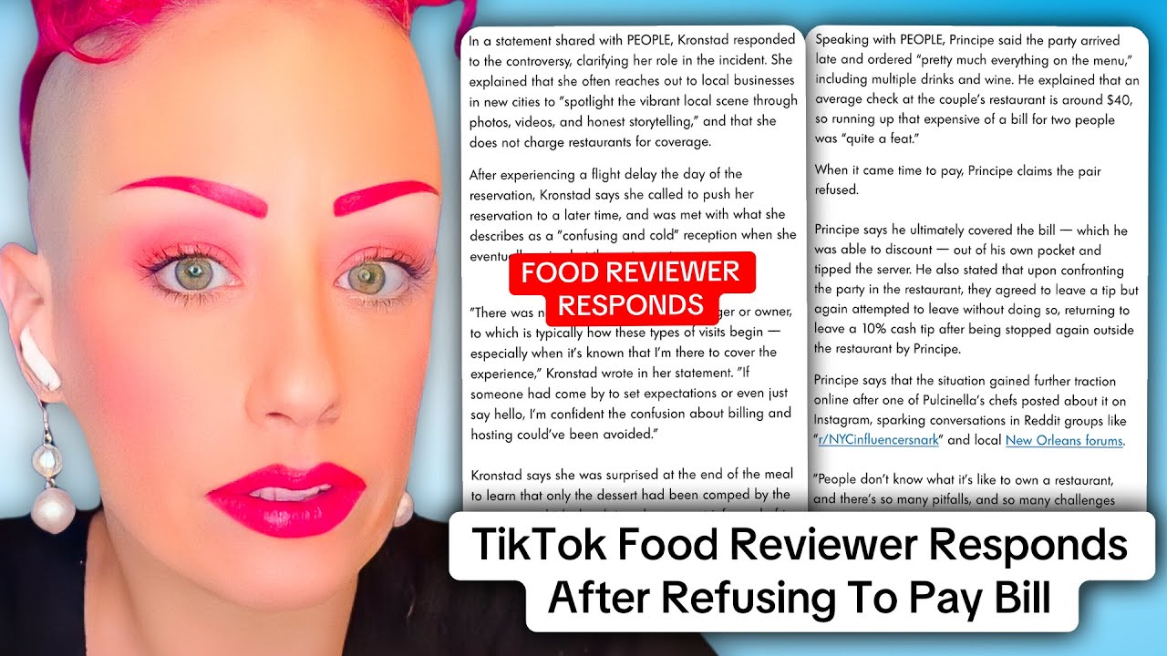 TikTok Food Reviewer Responds After Refusing To Pay The Bill