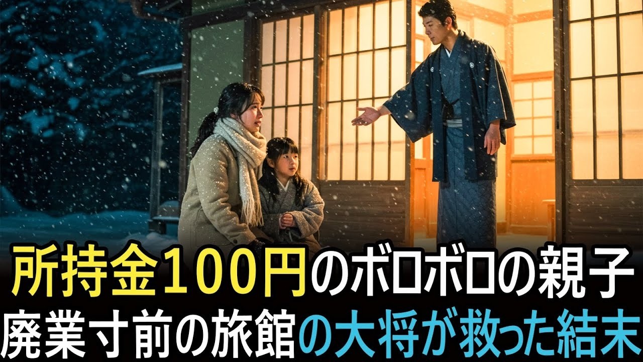 吹雪の夜、全身ずぶ濡れで震える母子が廃業寸前の温泉宿で「娘だけでも100円で一晩泊めてください」と懇