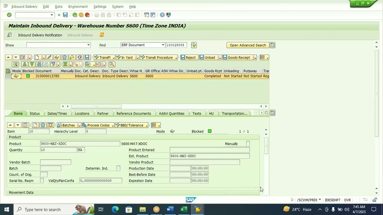 EWM CROSS DOCKING PROCESS