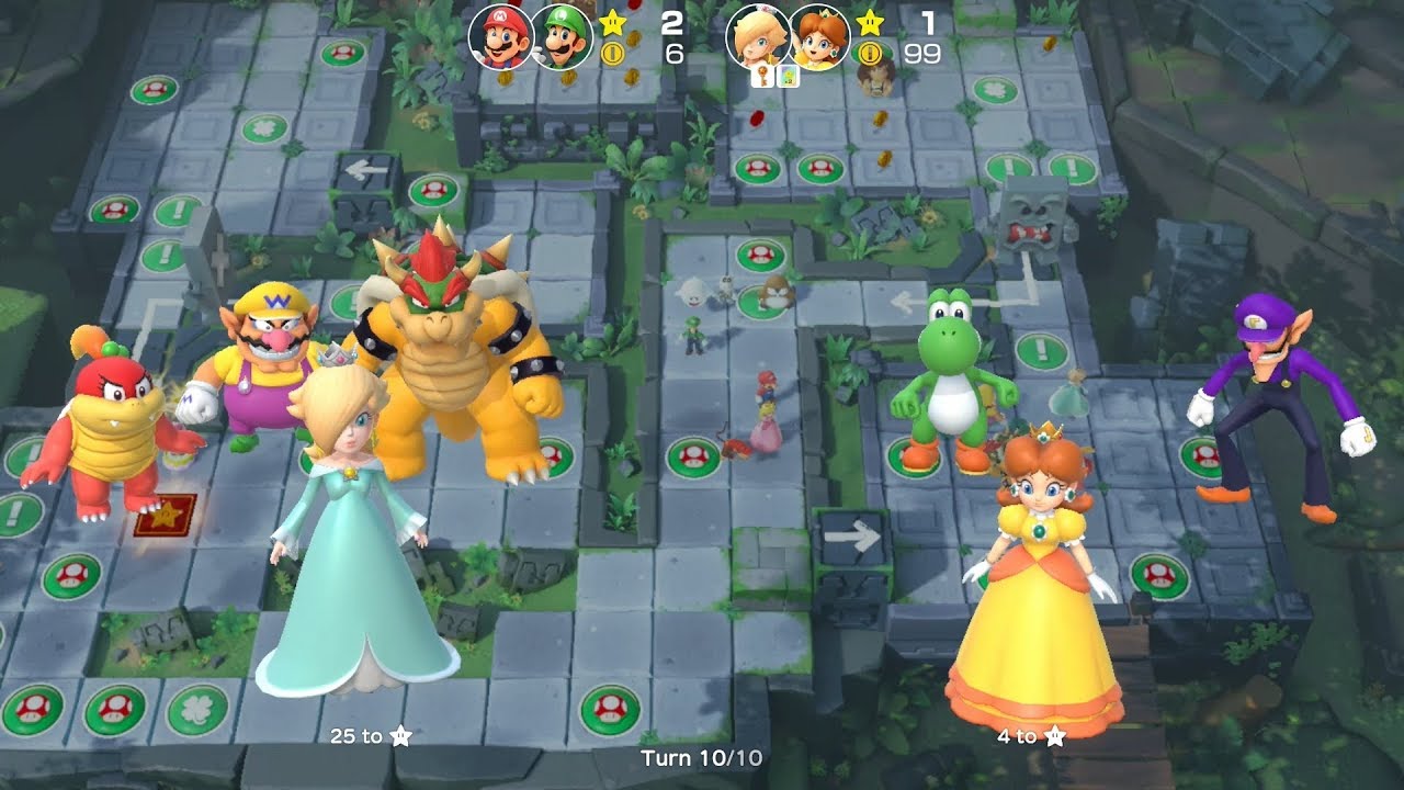 Super Mario Party Partner Party #69 Domino Ruins Treasure Hunt Rosalina & Daisy vs Mario & Luigi