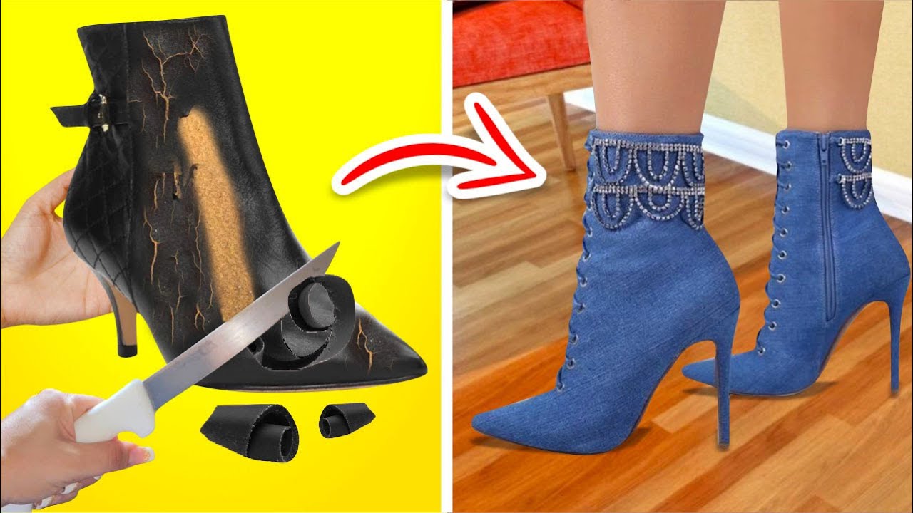 Ideias Para Criar Novas Sandálias e Sapatos com Calça Jeans | Artesanato Recycling