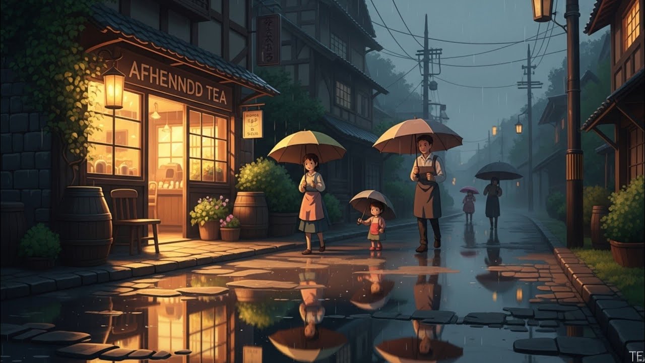 Cozy Rainy Evening | Ghibli Inspired Anime Scenery 🌧️#ghiblistyle#ghiblianimation