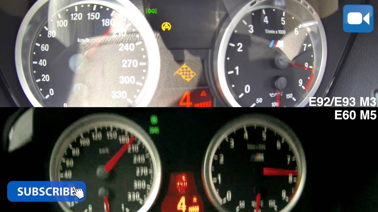 BMW E92 M3 4.0 V8 DCT vs BMW E60 M5 5.0 V10 SMG 0-270 km/h Acceleration BATTLE!