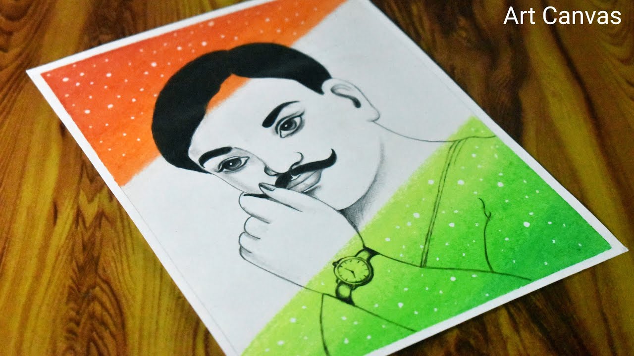CHANDRA SHEKHAR AZAD Drawing With Oil Pastel  Step by Step / Republic day / lndependence day Special