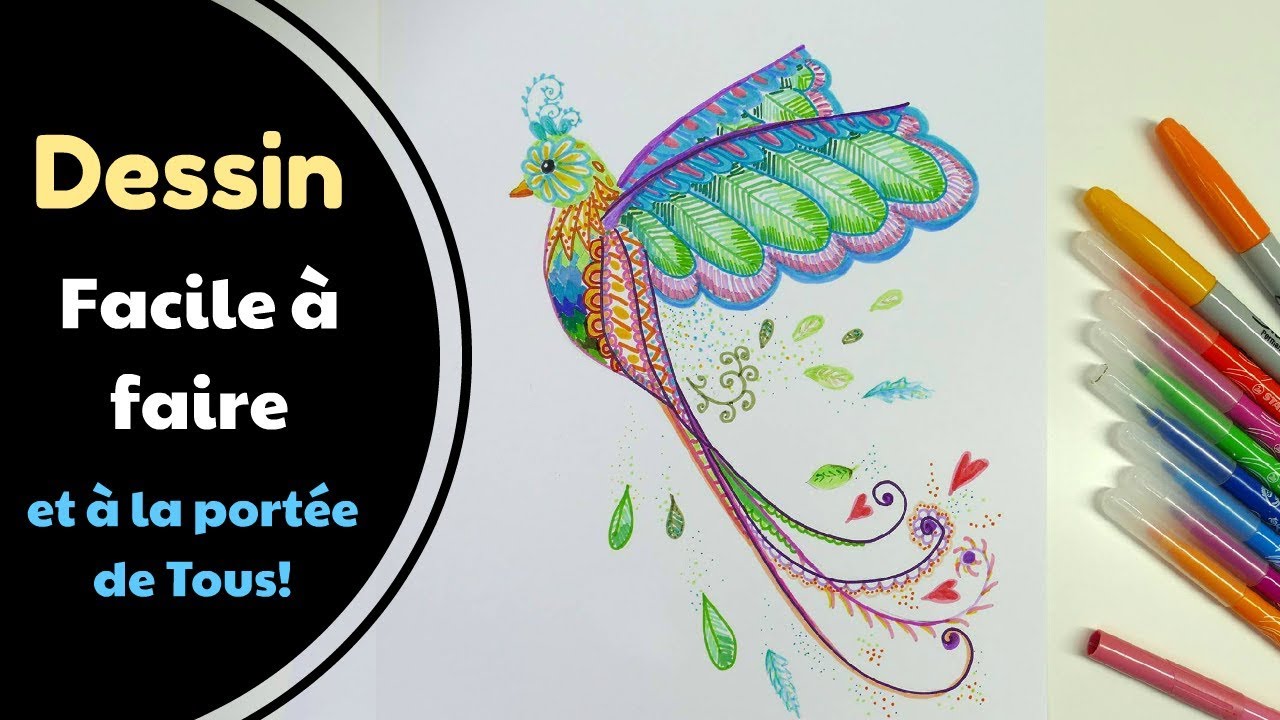 Comment dessiner un oiseau élancé  - Dessin facile à faire