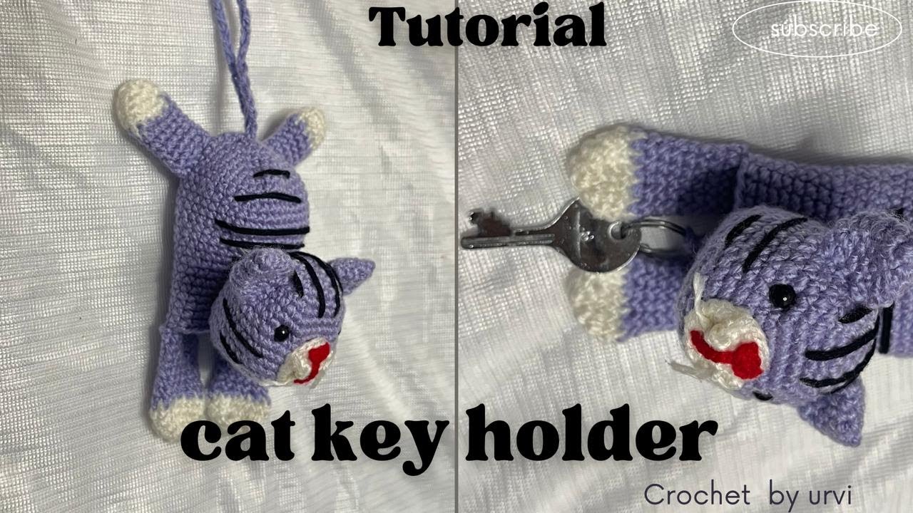 Amigurumi cat key holder Tutorial// 🐱Amigurumi cat keychain holder Tutorial