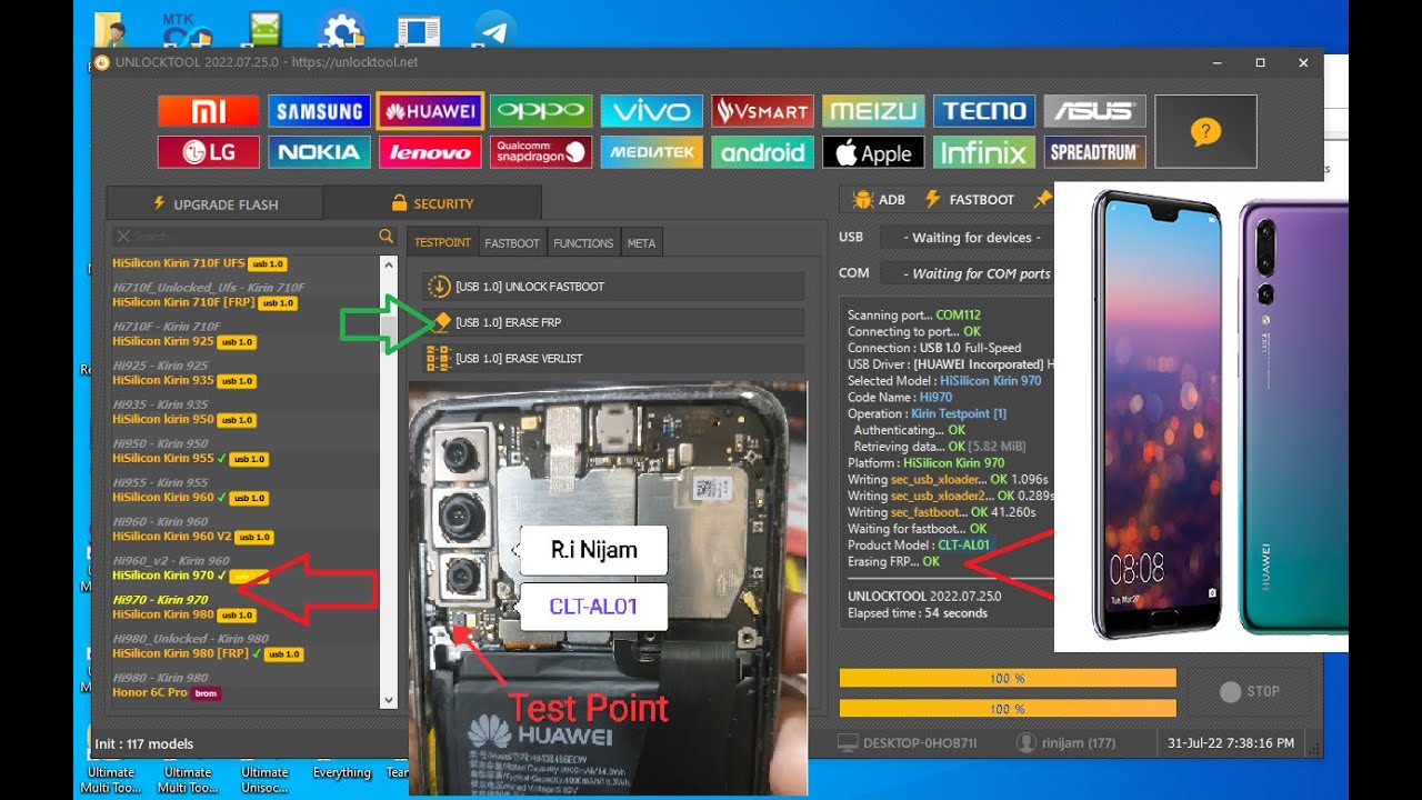 Huawei P20 Pro (CLT-AL01)  Google Account Remove Done By Unlock Tool - R.i Nijam