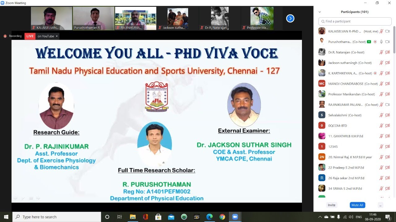Purushothaman PhD Viva Voce Examination (TNPESU)