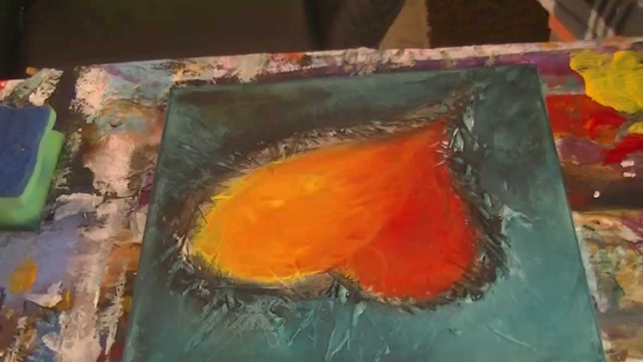 Abstract Painted Heart, abstraktes gespachteltes Herz, Acrylmalerei