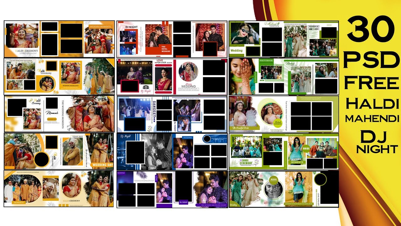Wedding psd 12x36 free download 2024 ! Haldi MAHENDI DANCE PSD Free Download !! DIAMOND ALBUM DESIGN