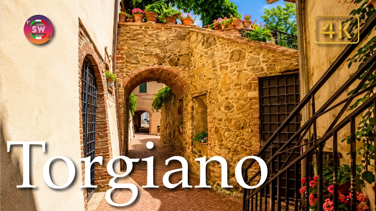 Torgiano (Umbria), Italy【Walking Tour】History in Subtitles - 4K