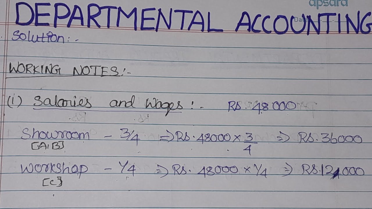 # 3 rd sum in departmental accounting solved problems in financial accounting with tamil explanation