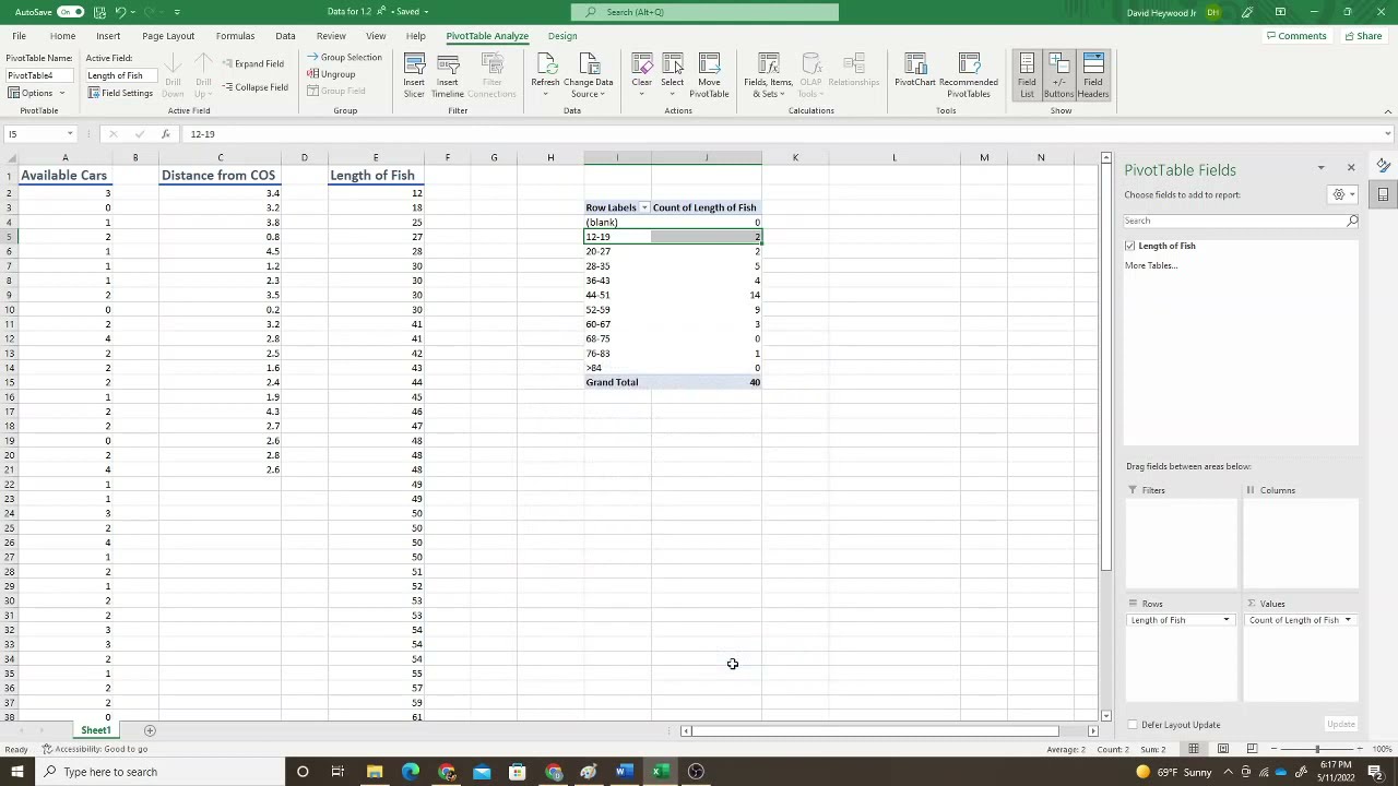 How to make a frequency distribution with classes in Excel
