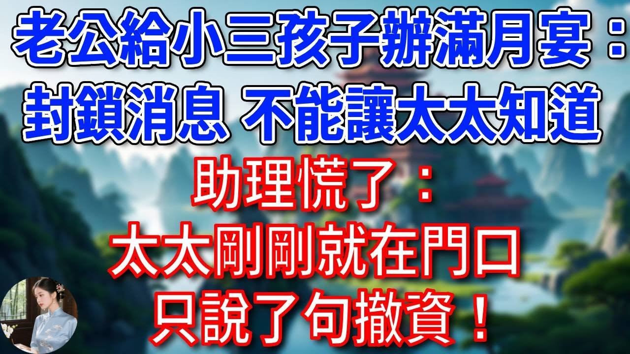 老公给小三孩子办满月宴：封锁消息，不能让太太知道！助理慌了：太太刚刚就在门口，只说了句撤资！他彻底傻了！#為人處世#生活經驗#情感故事#故事#小說#戀愛#情感#婚姻