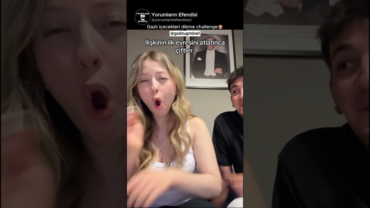 Gazlı i&ccedil;ecek dikme challenge'ı yapan &ccedil;ift🤣 @goktugmine1