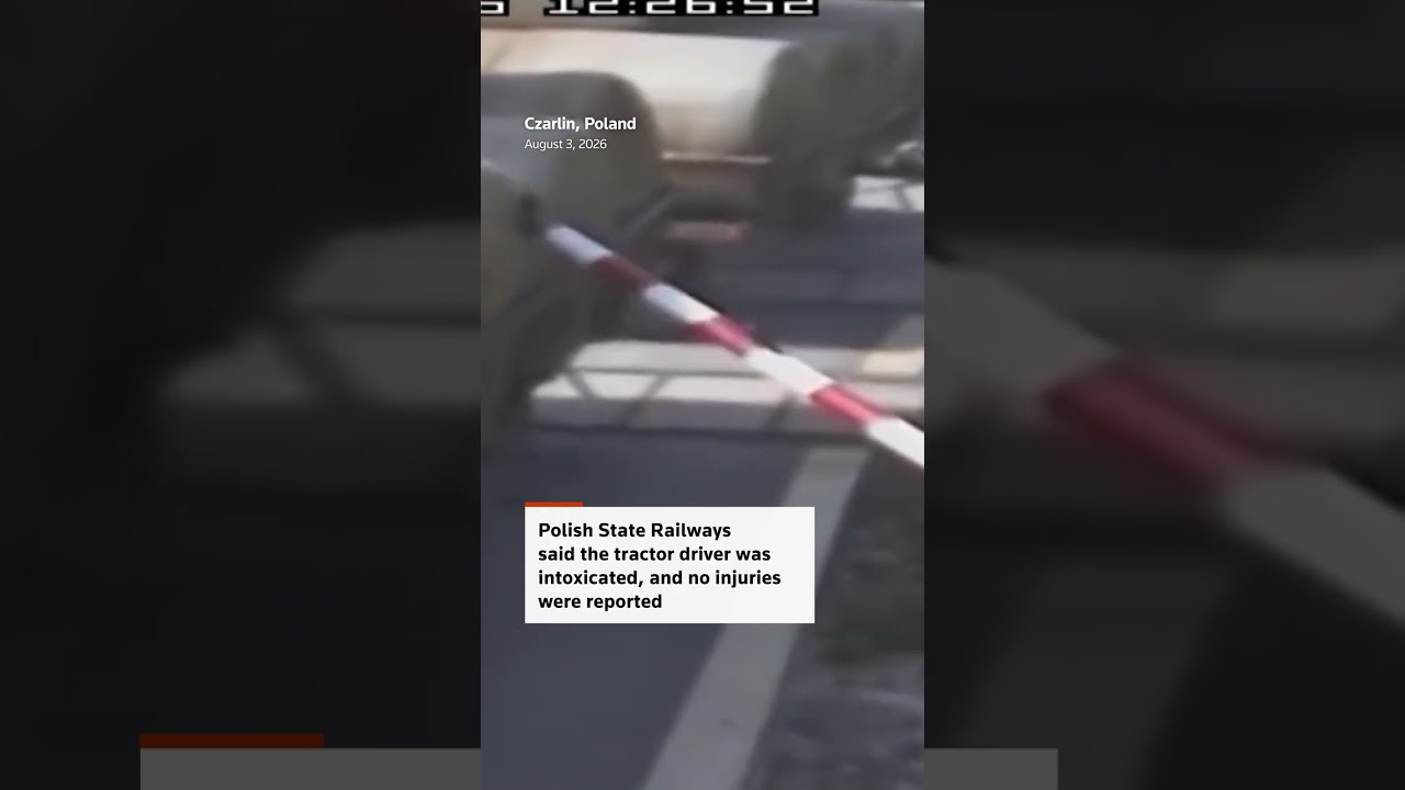 Passenger train plows through farm trailer in Poland