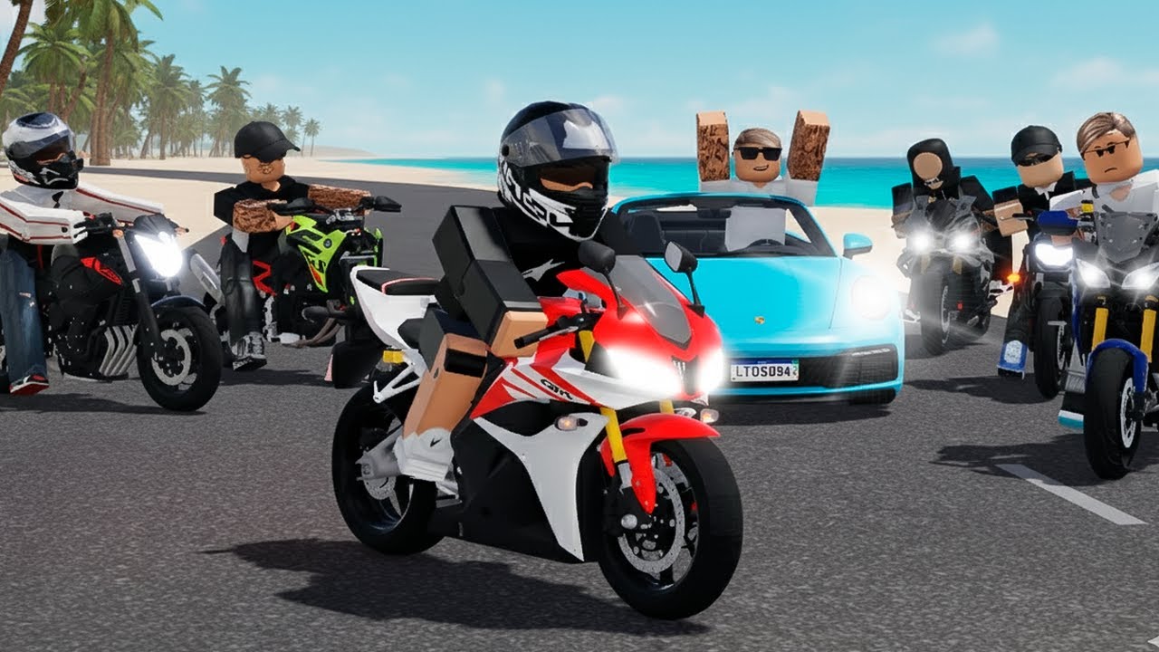 ROBLOX - FIZ UM COMBOIO DE NATAL COM AS MOTOS DO GRAU NA PRAIA