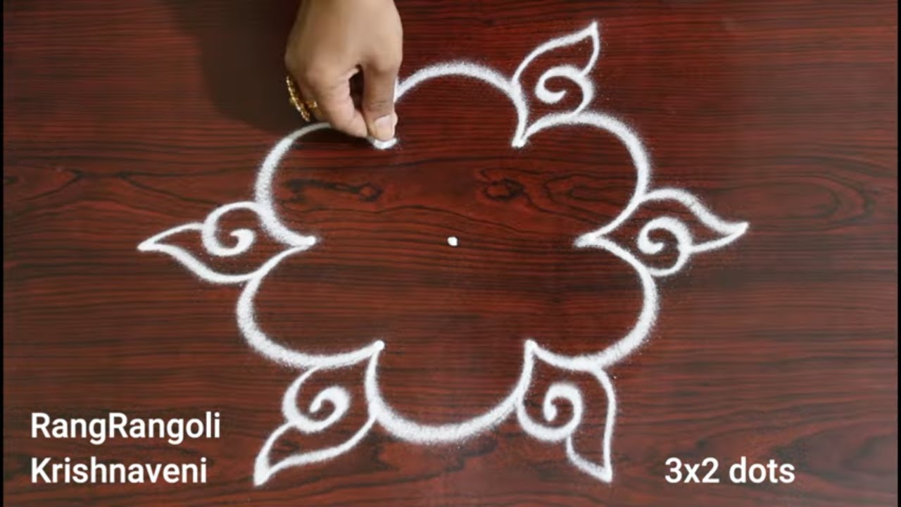 Easy Pandaga Muggulu🌷3x2 dots Sri Ramanavami Rangoli🌷Daily Kolam🌷RangRangoli Krishnaveni
