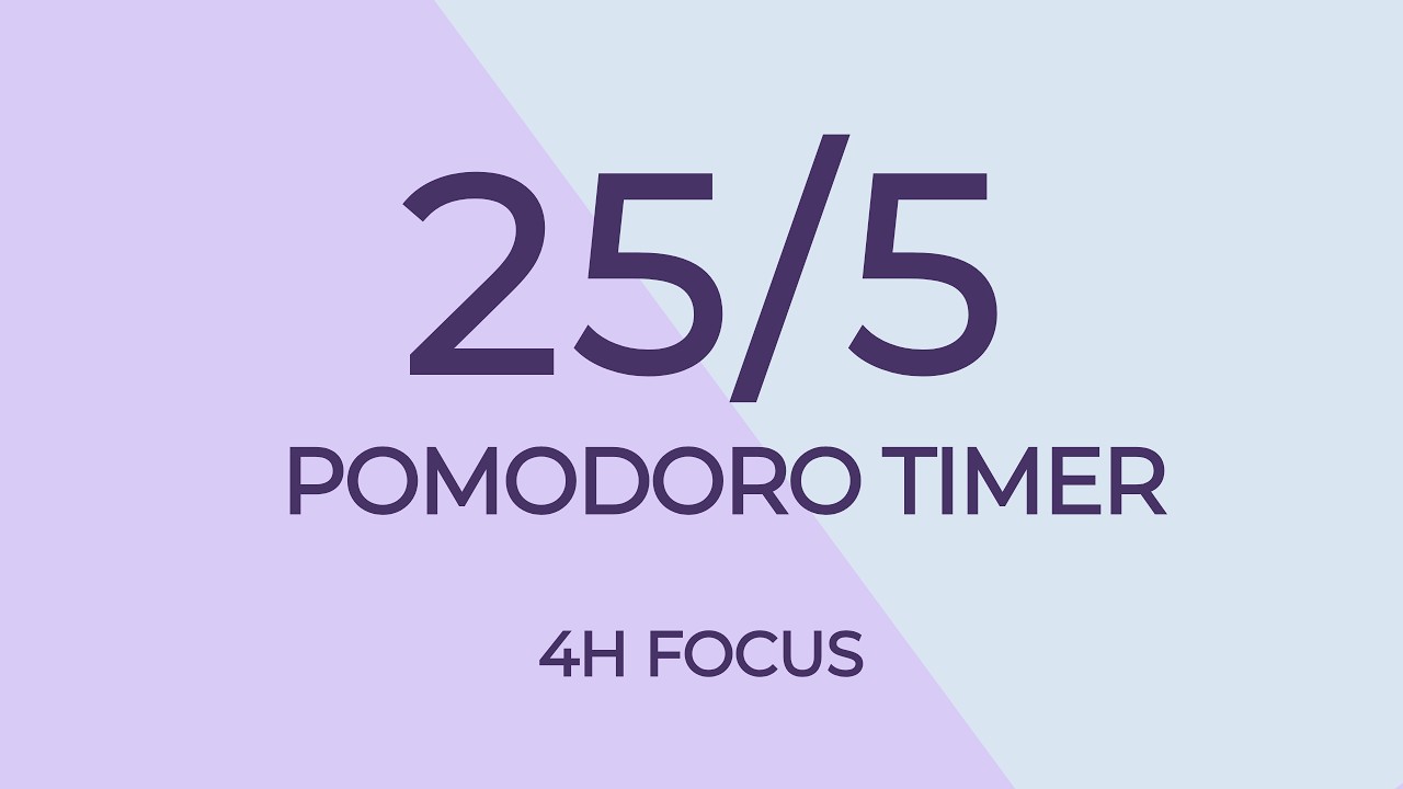 25/5 Pomodoro Timer – 4 Hour Study Session | Deep Focus Timer (No Music)