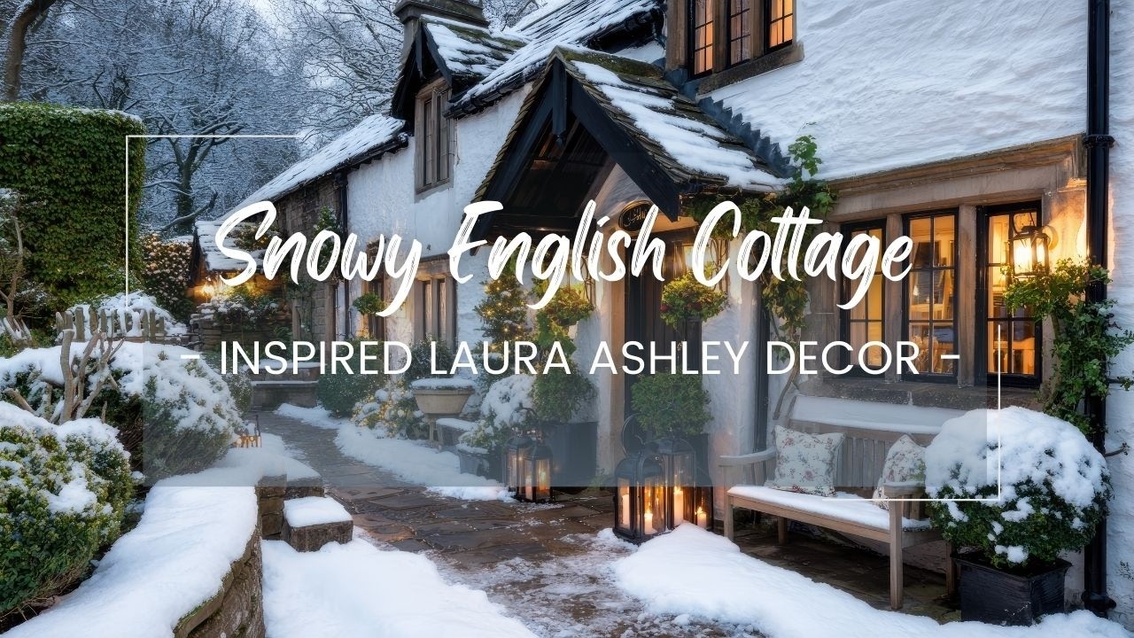 Заснеженный английский загородный коттедж в стиле Laura Ashley: винтажная элегантность и сельская...