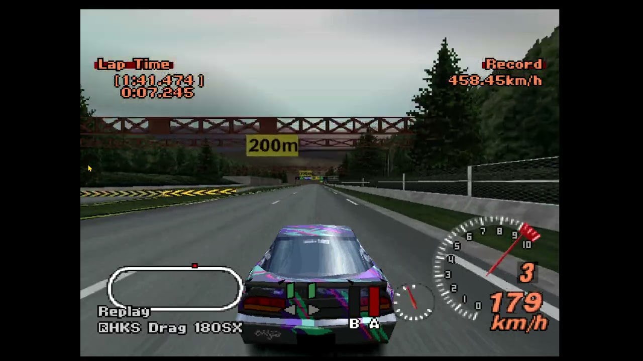 Gran Turismo 2 HKS DRAG 180SX top speed 458.45km/h