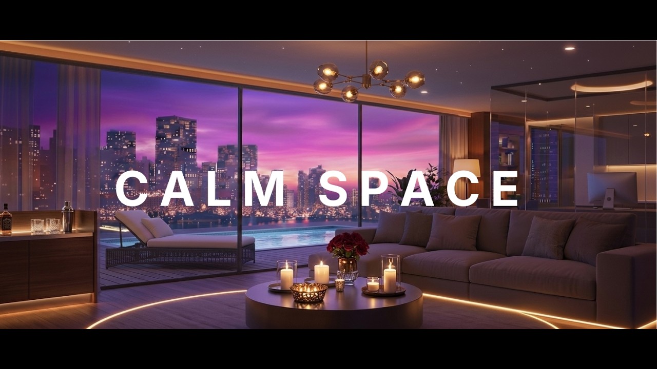 Calm Space — Luxury Penthouse Night Ambience | Quiet City Skyline with thunder sound | 3 Hours