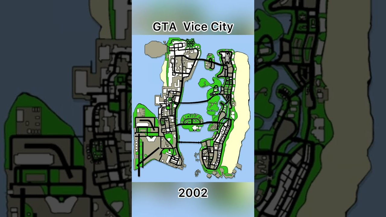 Evolution of GTA maps in GTA games 