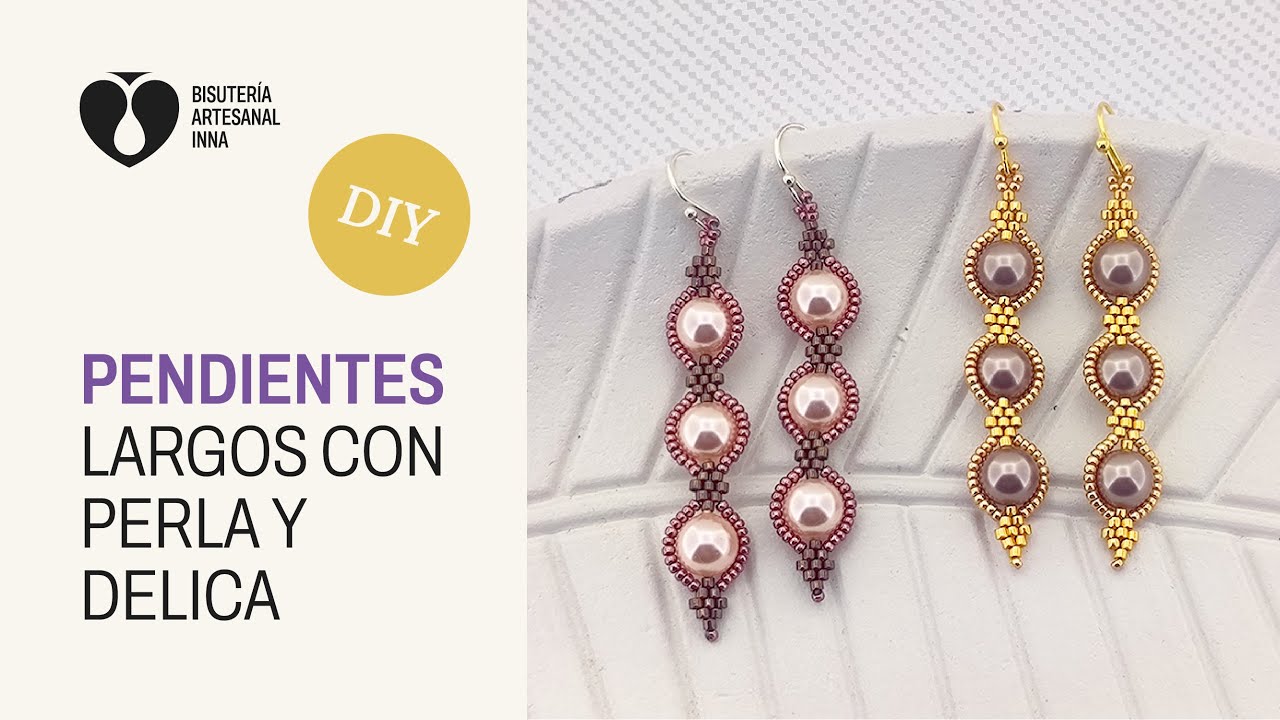 Pendientes Largos con Perla y Delica | Tutorial DIY
