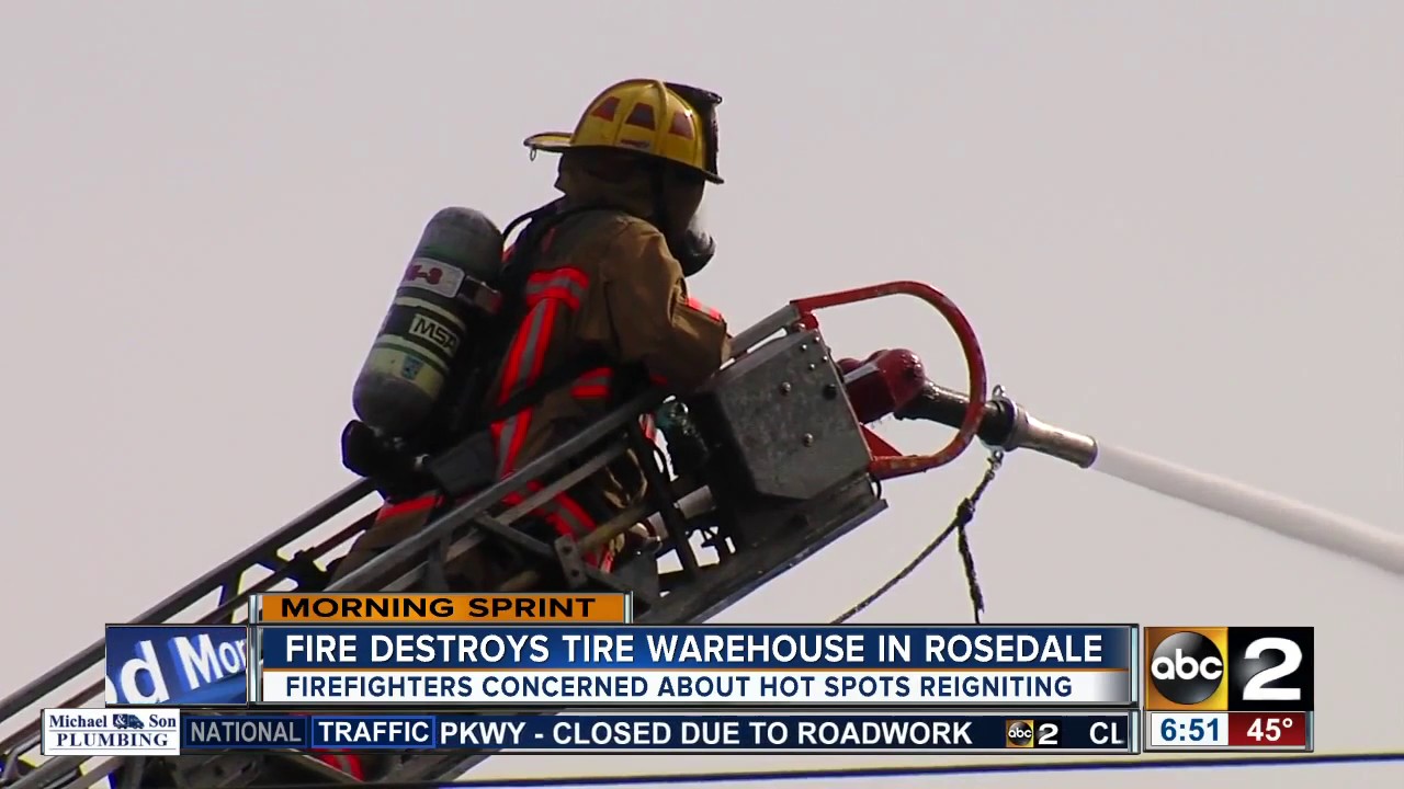 Rosedale tire warehouse fire affects auto repair shop across the street