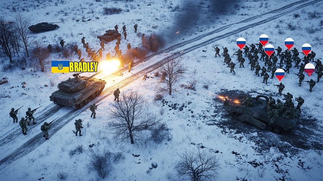 Ukrainian Bradley Surrounded by  Russian Soldiers - What Happens Next Will Shock You