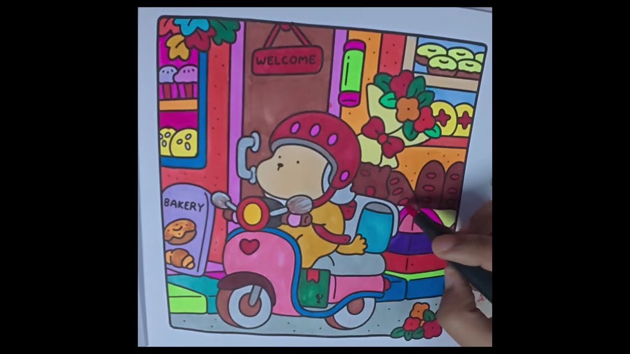 A Cute Bakery Scene #asmr #coloringbook #cute #highlights #art #drawing #relaxing #funwithcolors