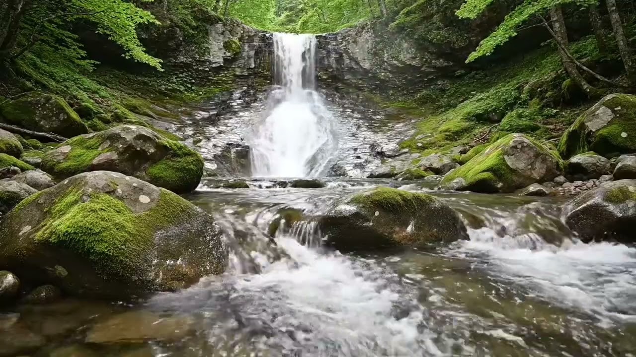 Powerful River & Waterfall Sounds, ASMR Nature Ambience with Big Rocks for Sleep, Study & Relaxation