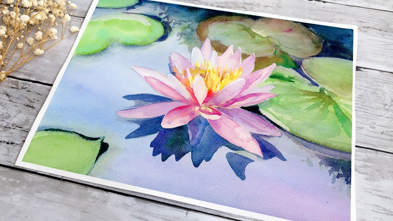 Realistic Watercolor Painting Tutorial: Lotus Flower
