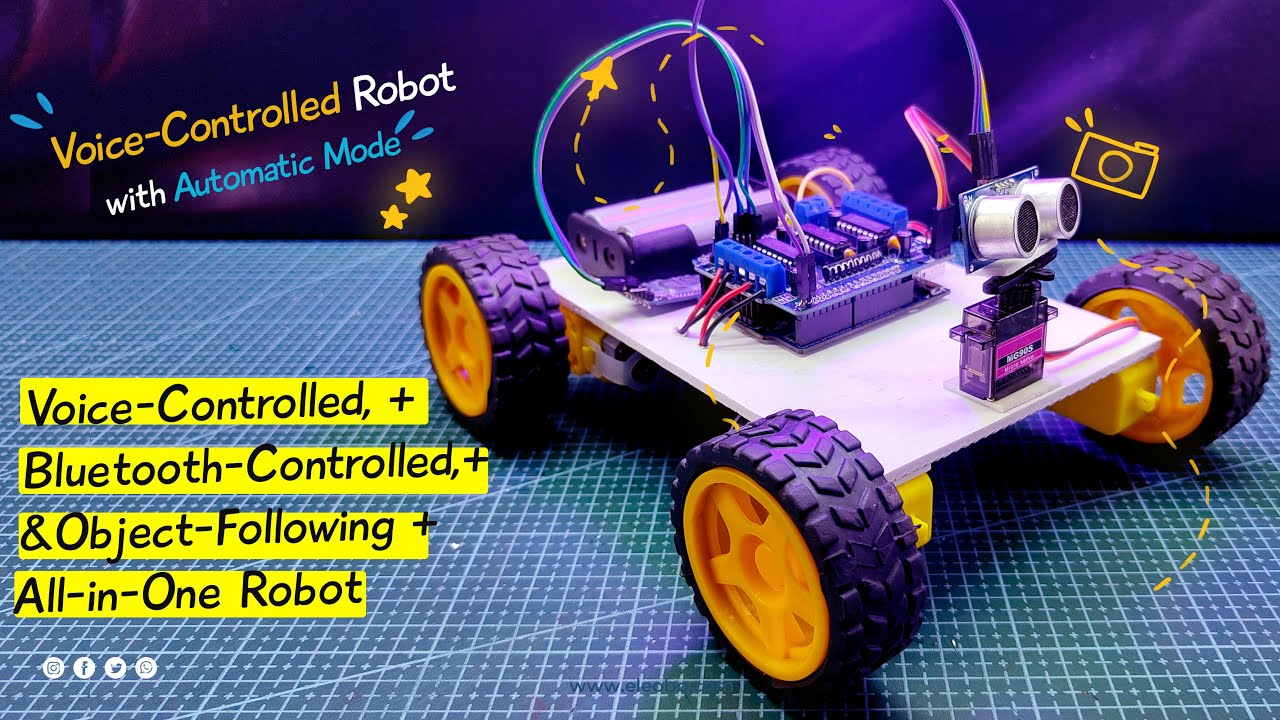 Arduino obstacle avoiding + Voice control + Bluetooth control Robot | DIY Arduino Robot | BlueBot