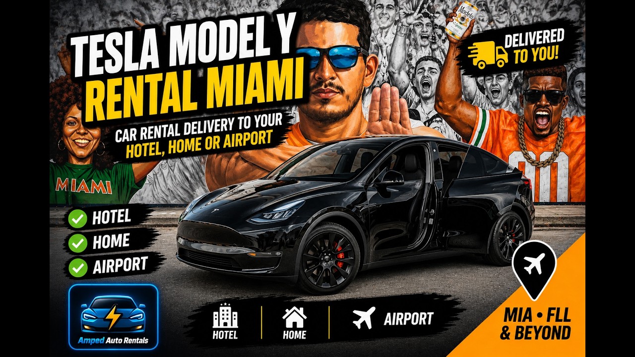 Tesla Model Y Rental Miami | Car Rental Delivery to Your Hotel, Home or Airport