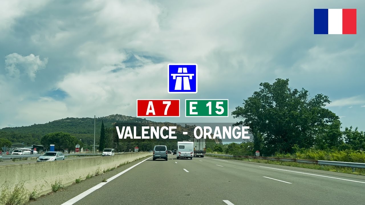 Driving in France: Autoroute A7 E15 from Valence to Orange (A9) - Route du Soleil