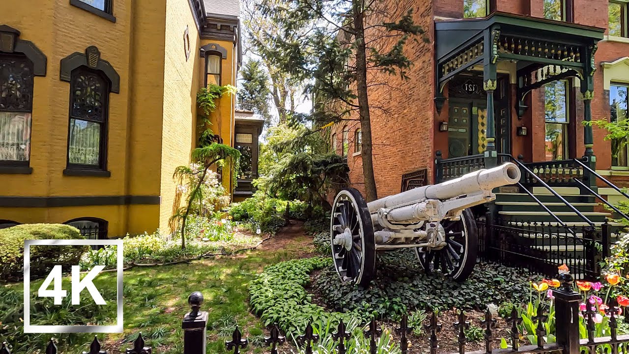 4K Walking in Chicago - Wicker Park - Historic Houses - Spring Day - HDR - USA