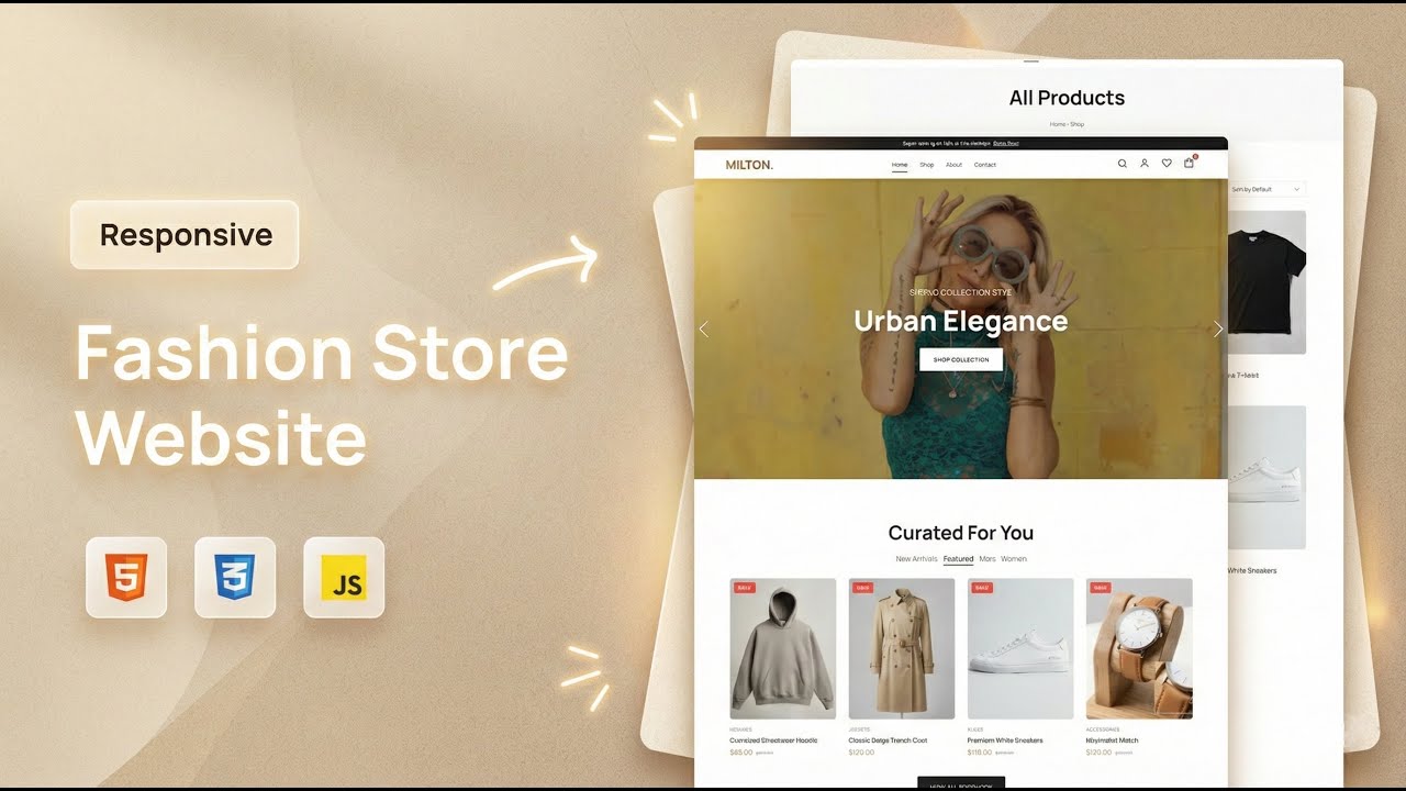 Responsive Fashion Store Website using  HTML, CSS and JavaScript | Ecommerce Website